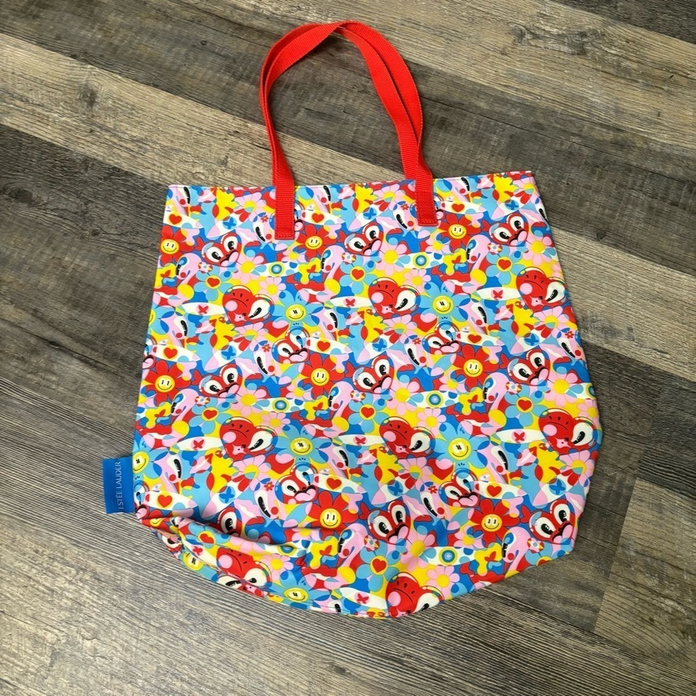 Estee Lauder Tote Bag Purse Hattie Stewart Floral Hearts Reversible Red Pink